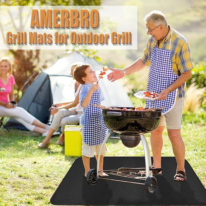 Grill Mats for Outdoor Grills - Fireproof Fire Pit Mat for Outdoor Deck Protector for Fire Pit, Gas, Charcoal Grills, Oil-proof and Waterproof Accessories Compatible with Solo Stove, 48 x 36 in