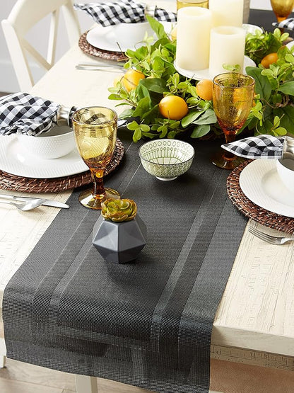 DII PVC Tabletop Collection Woven Indoor/Outdoor, Table Runner, 14x72, Black