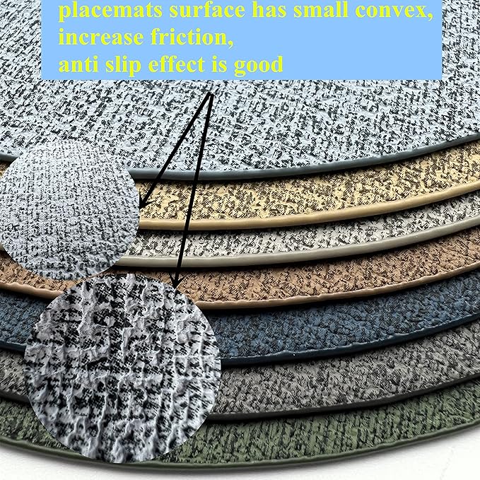 WAZAIGUR Washable Wipeable Waterproof Heat Resistant Faux Leather Placemats Set of 6,PU Palce Mats for Indoor and Outdoor,Easy to Clean Table Mats,Khaki