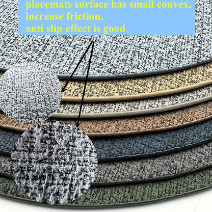WAZAIGUR Washable Wipeable Waterproof Heat Resistant Faux Leather Placemats Set of 6,PU Palce Mats for Indoor and Outdoor,Easy to Clean Table Mats,Gray-White