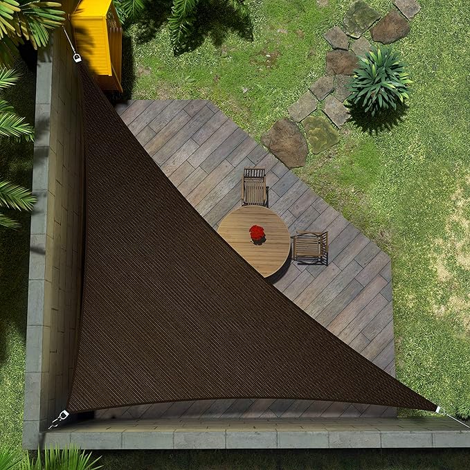 Amgo Custom Size 8' x 10' x 12.8' Brown Right Triangle Sun Shade Sail UPF50+ by Amgo