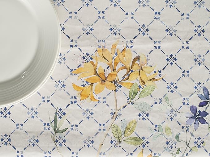Maison d' Hermine Table Cloth Rectangle Table 100% Cotton 70 x 120 Inches Tablecloth Reusable Decorative Everyday Use for Dining Room, Farmhouse, Home, Party, Festive & Wedding Spring Summer - Faience