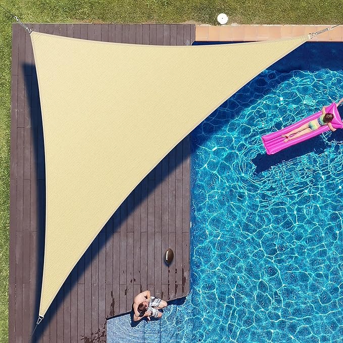ColourTree 12' x 12' x 17' Beige Sun Shade Sail Right Triangle CTSLRT12 by ColourTree
