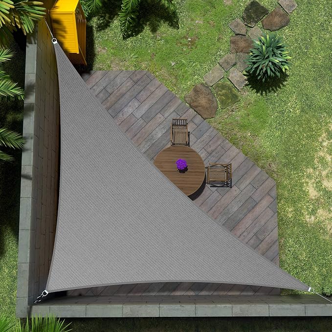 Amgo Custom Size 11' x 13' x 17' Gray Right Triangle Sun Shade Sail UPF50+ by Amgo