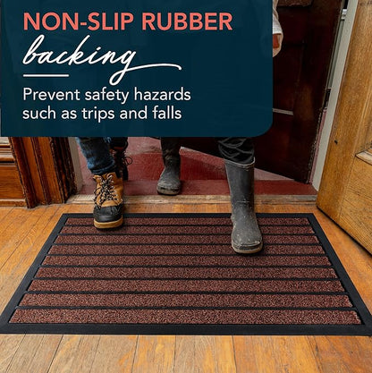 ubdyo Extra Durable Door Mat - Dirt Trapping Outdoor Welcome Mats - Non-Slip Outdoor Indoor Entrance - Low Profile Front Doormat (32" x 20", Bright Burgundy)