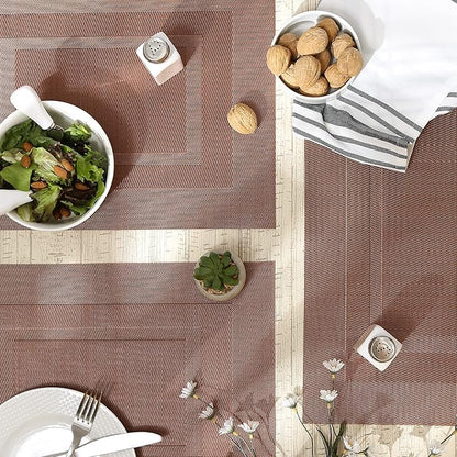 DII PVC Tabletop Collection Woven Indoor/Outdoor, Placemat Set, 13x17.25, Cinnamon, 6 Piece