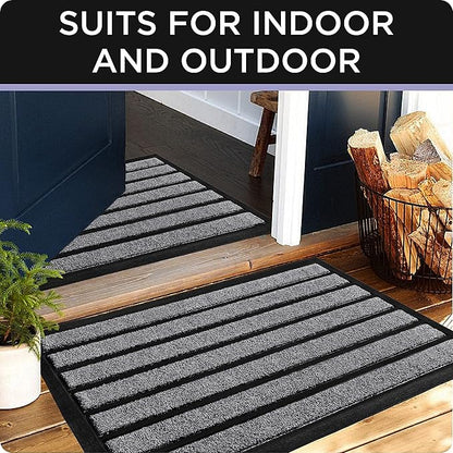 ubdyo Door Mat Outside Entrance - Dirt Trapping Outdoor Welcome Mats - Non-Slip Outdoor Indoor Entrance - Low Profile Front Doormat (30" x 17", Bright Grey)