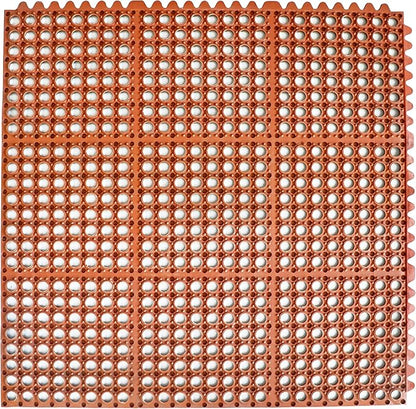 New Star 1 pc Heavy Duty Red 36x36 inch Interlocking Restaurant / Bar Grease Resistant Rubber Floor Mat