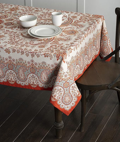 Maison d' Hermine Table Cloth Rectangle Table 100% Cotton 54 x 72 Inches Fall Tablecloth Reusable Everyday Use for Thanksgiving Christmas Decorations Dining Farmhouse Party (Cachemire)