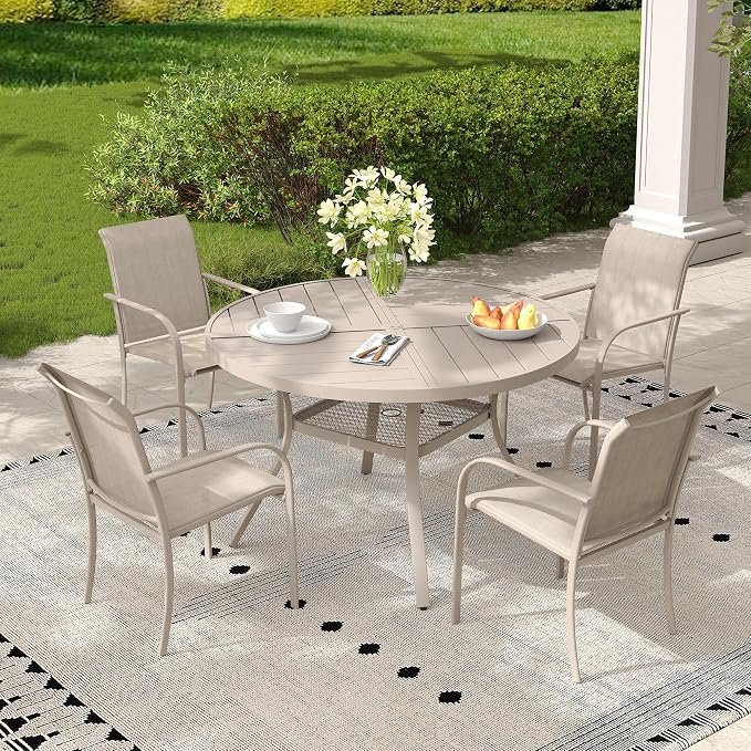 Outdoor Chairs Set of 4, Stackable Patio Dining Chairs - Image 2