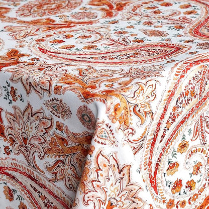 Maison d' Hermine Table Cloth Rectangle Table 100% Cotton 60 x 90 Inches Fall Tablecloth Reusable Everyday Use for Thanksgiving Christmas Decorations Dining Farmhouse Party (Orient)