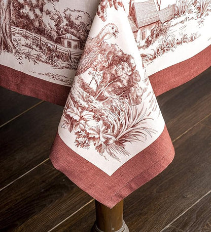 Maison d' Hermine Table Cloth Square Table 100% Cotton 54 x 54 Inches Fall Tablecloth Reusable Everyday Use for Thanksgiving Christmas Decorations Dining Farmhouse Party (Holy Jouy - Brown)