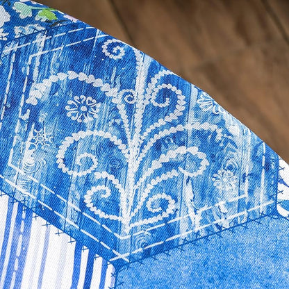 Maison d' Hermine Table Cloth Round Table 100% Cotton 63 Inches Tablecloth Reusable Decorative Everyday Use for Dining Room, Farmhouse, Home, Party, Festive & Wedding Spring Summer - Summer Blues