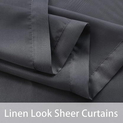 BONZER Outdoor Sheer Curtains for Patio Waterproof 2 Panels | Wide Grommet - Image 4