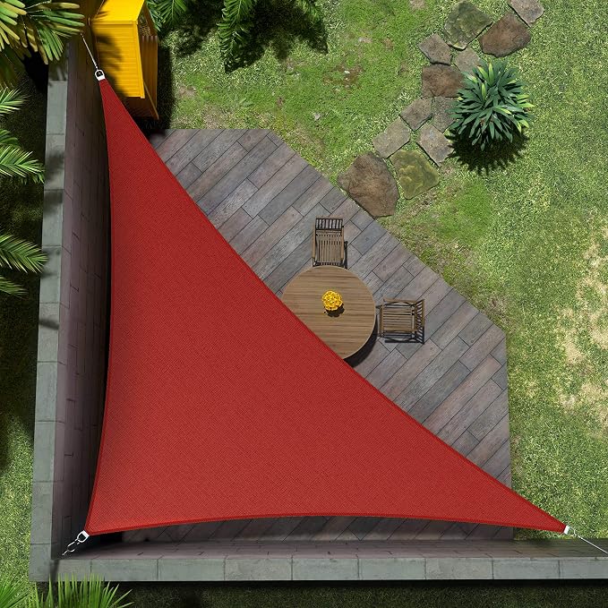Amgo Custom Size 7' x 7' x 9.9' Red Right Triangle Sun Shade Sail UPF50+ by Amgo