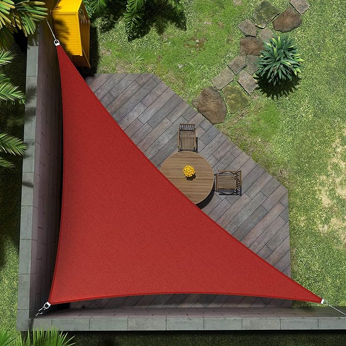 Amgo Custom Size 18' x 18' x 25.5' Red Right Triangle Sun Shade Sail UPF50+ by Amgo