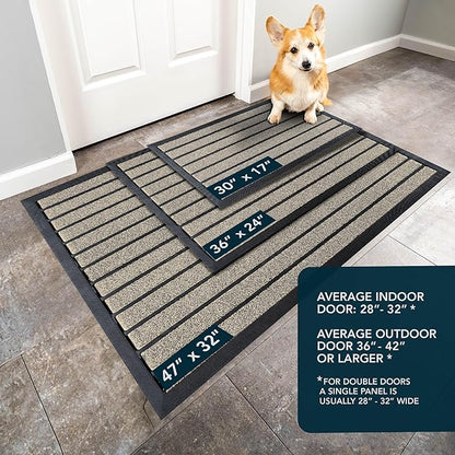 ubdyo Extra Durable Door Mat - Dirt Trapping Outdoor Welcome Mats - Non-Slip Outdoor Indoor Entrance - Low Profile Front Doormat (36" x 24", Bright Beige)