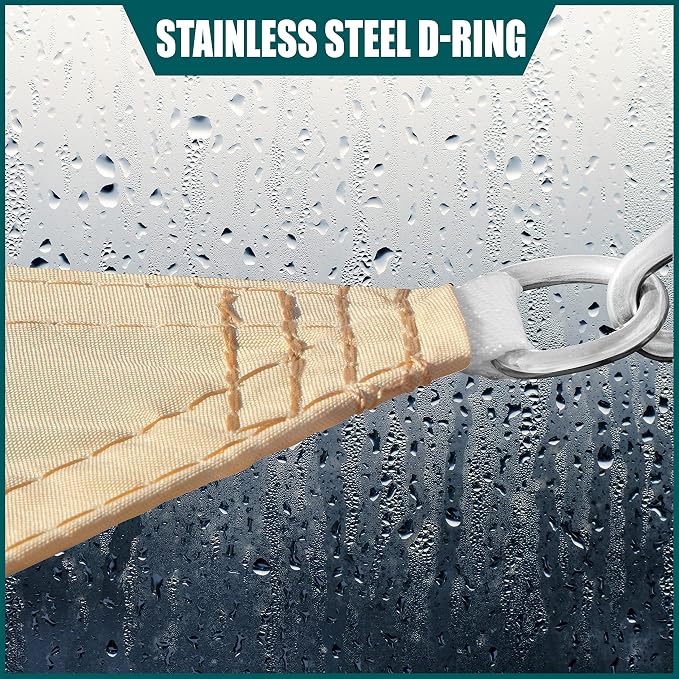 Royal Shade 7' x 14' x 15.7' Beige Triangle Waterproof Sun Shade Sail Order to - Image 4