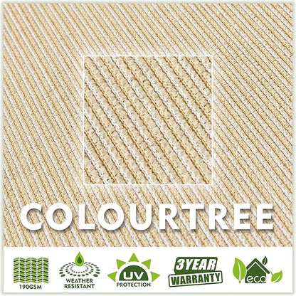 Colourtree CTSLT 10" x10x14' Beige Sun Shade Sail Right Triangle Canopy Fabric - Image 4