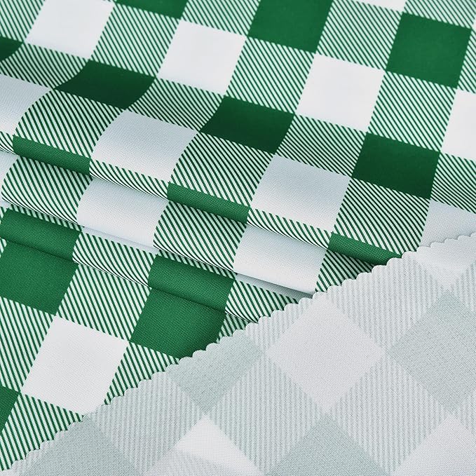 Waterproof Plaid Tablecloth Fabric - Round 90 Inch Classic Gingham Checker Table Cloth for Indoor/Outdoor Use - Buffalo Table Cover for Picnics, BBQs, and Parties