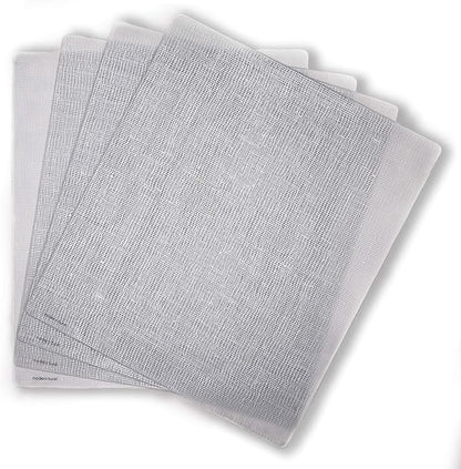 modern-twist 14 x 16 Silicone Placemat, BPA, PVC-Free Table Mat, Dishwasher Safe, Linen Print in Silver, Pack of 1