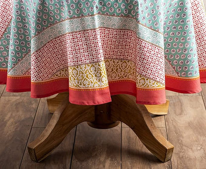 Maison d' Hermine Table Cloth Round Table 100% Cotton 63 Inches Tablecloth Reusable Decorative Everyday Use for Dining Room, Farmhouse, Home, Party, Festive & Wedding Spring Summer - Provence