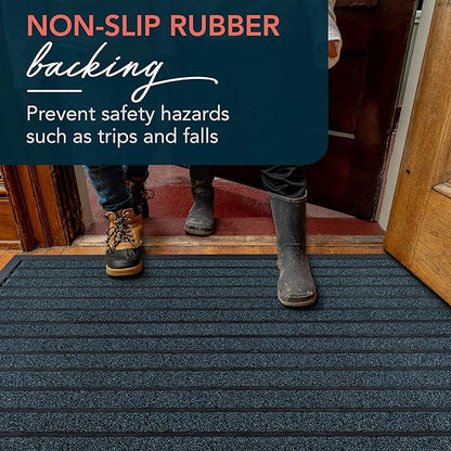ubdyo Extra Durable Door Mat - Dirt Trapping Outdoor Welcome Mats - Non-Slip Outdoor Indoor Entrance - Low Profile Front Doormat (47" x 32", Bright Blue)