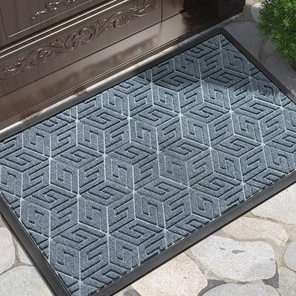 Yimobra Doormat Outdoor Entrance 29.5x17, All-Weather Waterproof Outdoor Mats for Front Door, Non Slip Welcome Door Mat for Patio Proch Outside Entryway Indoor, Mix Blue