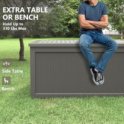 330 Gallon Outdoor Storage Box, Resin Large Deck Box Outdoor Waterproof Storage - Image 6