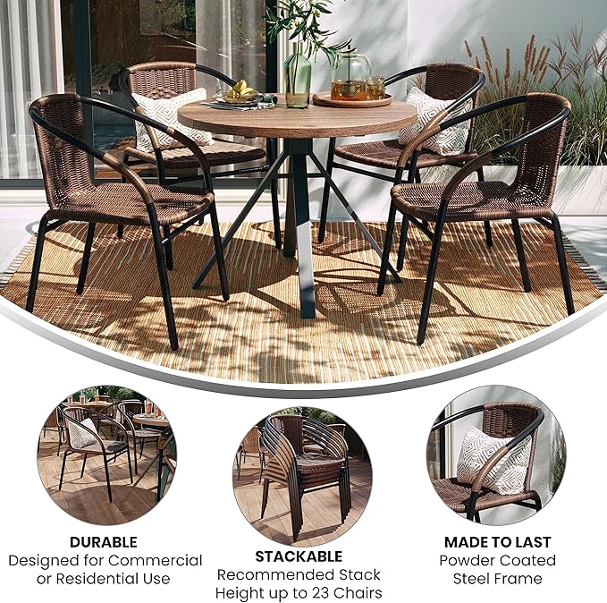 Flash Furniture Lila Modern Rattan Indoor/Outdoor Stackable Dining Chairs - Image 4