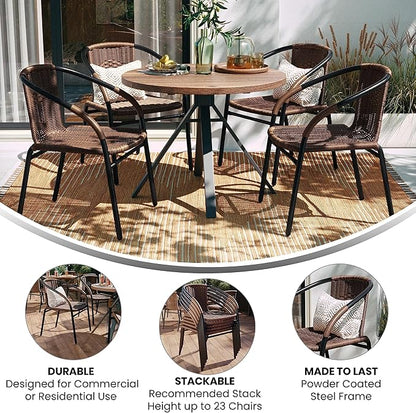 Flash Furniture Lila Modern Rattan Indoor/Outdoor Stackable Dining Chairs - Image 4