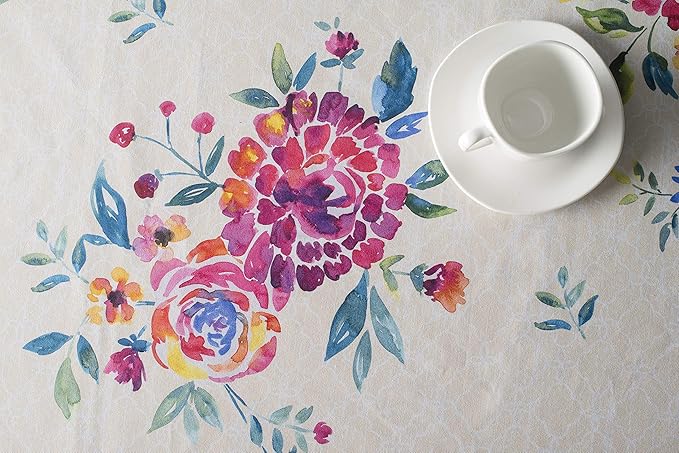 Maison d' Hermine Table Cloth Rectangle Table 100% Cotton 60 x 120 Inches Tablecloth Reusable Decorative for Dining Room, Farmhouse, Home, Party, Festive & Wedding Spring Summer - Rose Garden