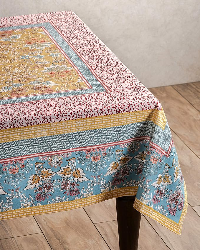 Maison d' Hermine 100% Cotton Rectangular Tablecloth 60×120 in – Farmhouse Dining Table Linen, Reusable Everyday Table Cover for Home, Wedding, Spring Summer Party Décor - Marquise