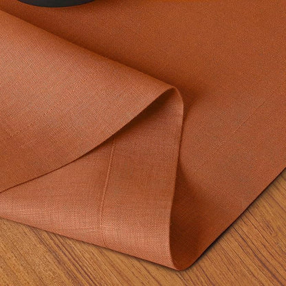 D'Moksha Homes Linen Rust Table Runner 90 Inches Long - 100% Pure Linen 14 x 90 Inch Table Runner for Dining, Winter, Holiday - Machine Washable