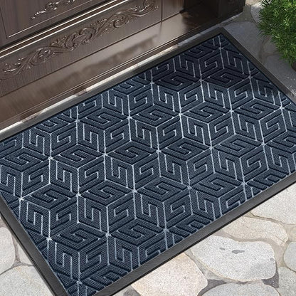 Yimobra Large Door Mat 36x24, All-Weather Waterproof Outdoor Mats for Front Door, Non Slip Rubber Doormat for Patio Proch Outside Entryway Indoor, Blue