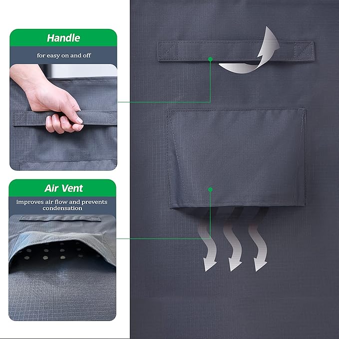 F&J Outdoors Patio Furniture Covers, Heavy Duty Tear Resistant Waterproof UV Resistant Windproof Outdoor Furniture Cover, Grey, 84" Dia x 31" H