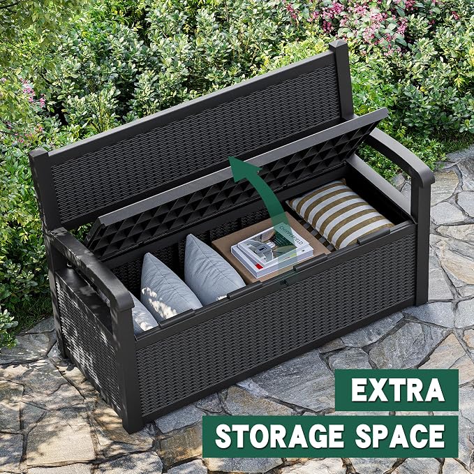 80 Gallon Outdoor Storage Bench, Resin Outside Storage Box - Image 4