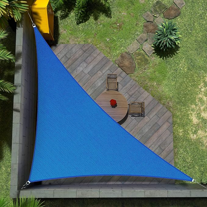 Amgo Custom Size 17' x 20' x 26.2' Blue Right Triangle Sun Shade Sail UPF50+ by Amgo