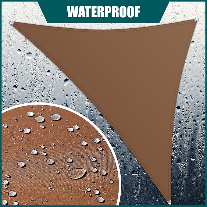 Royal Shade 14' x 24' x 27.8' Brown Triangle Waterproof Sun Shade Sail Order to - Image 2