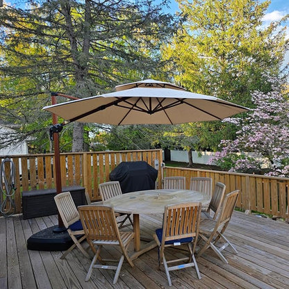 PURPLE LEAF Patio Umbrella 11ft Double Top Wood-Grain Finish, 240GSM - Image 2