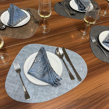 WAZAIGUR Washable Wipeable Waterproof Heat Resistant Faux Leather Placemats Set of 6,PU Palce Mats for Indoor and Outdoor,Easy to Clean Table Mats,Khaki