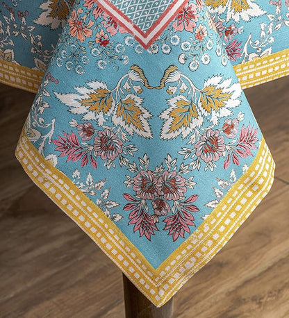 Maison d' Hermine Table Cloth Square Table 100% Cotton 60 x 60 Inches Tablecloth Reusable Decorative Everyday Use for Dining Room, Farmhouse, Home, Party, Festive & Wedding Spring Summer - Marquise