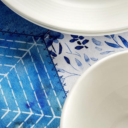 Maison d' Hermine Table Cloth Round Table 100% Cotton 69 Inches Tablecloth Reusable Decorative Everyday Use for Dining Room, Farmhouse, Home, Party, Festive & Wedding Spring Summer - Summer Blues