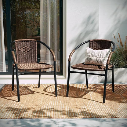 Flash Furniture Lila Modern Rattan Indoor/Outdoor Stackable Dining Chairs - Image 7