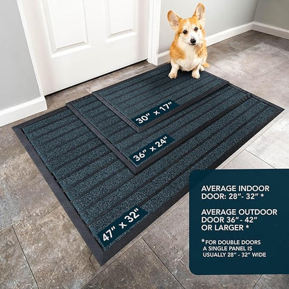 ubdyo Extra Durable Door Mat - Dirt Trapping Outdoor Welcome Mats - Non-Slip Outdoor Indoor Entrance - Low Profile Front Doormat (47" x 32", Bright Blue)