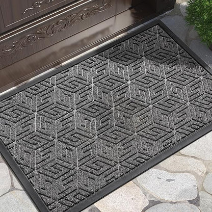 Yimobra Doormat Outdoor Entrance 29.5x17, All-Weather Waterproof Outdoor Mats for Front Door, Non Slip Welcome Door Mat for Patio Proch Outside Entryway Indoor, Mix Grey