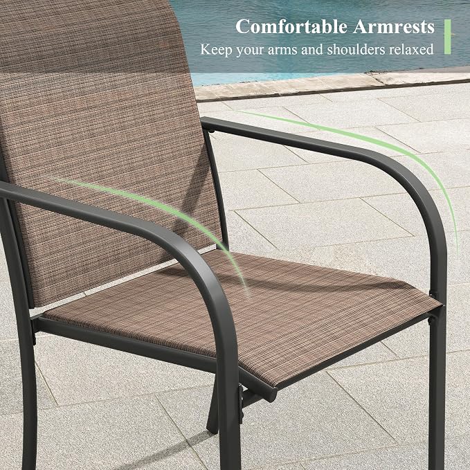 Outdoor Chairs Set of 6, Stackable Patio Dining Chairs - Image 6