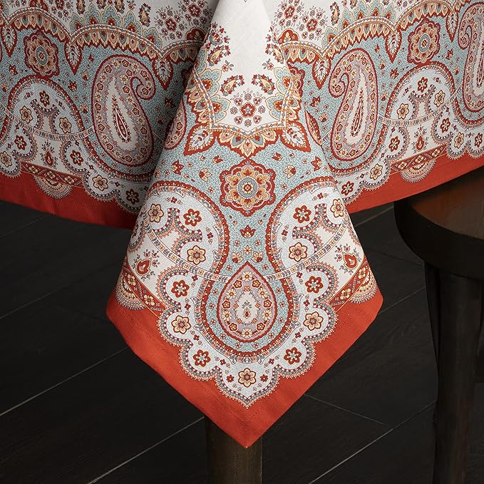 Maison d' Hermine Table Cloth Rectangle Table 100% Cotton 60 x 90 Inches Fall Tablecloth Reusable Everyday Use for Thanksgiving Christmas Decorations Dining Farmhouse Party (Cachemire)