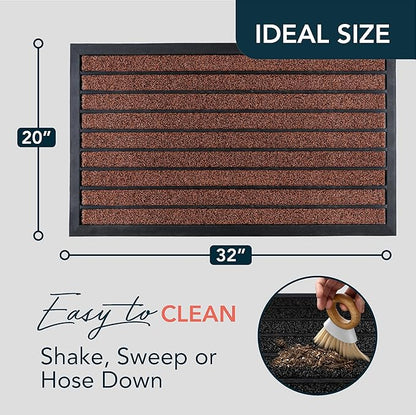 ubdyo Extra Durable Door Mat - Dirt Trapping Outdoor Welcome Mats - Non-Slip Outdoor Indoor Entrance - Low Profile Front Doormat (32" x 20", Bright Burgundy)