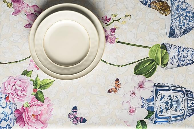 Maison d' Hermine Table Cloth Rectangle Table 100% Cotton 60 x 90 Inches Tablecloth Reusable Decorative Everyday Use for Dining Room, Farmhouse, Home, Party, Festive & Wedding Spring Summer - Canton